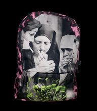Load image into Gallery viewer, Pink and green all over print backpack
